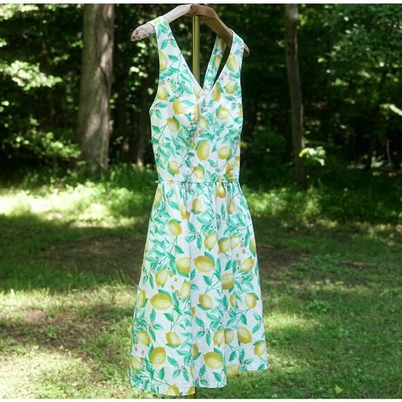 ELLE Lemon Fit and Flare Cotton Sundress - Picture 5 of 9